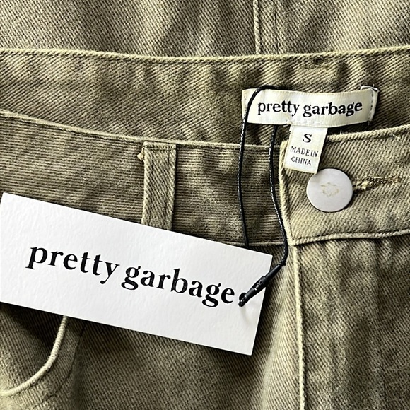 NWT Pretty Garbage Army Green Denim Cargo Skirt - Picture 3 of 4